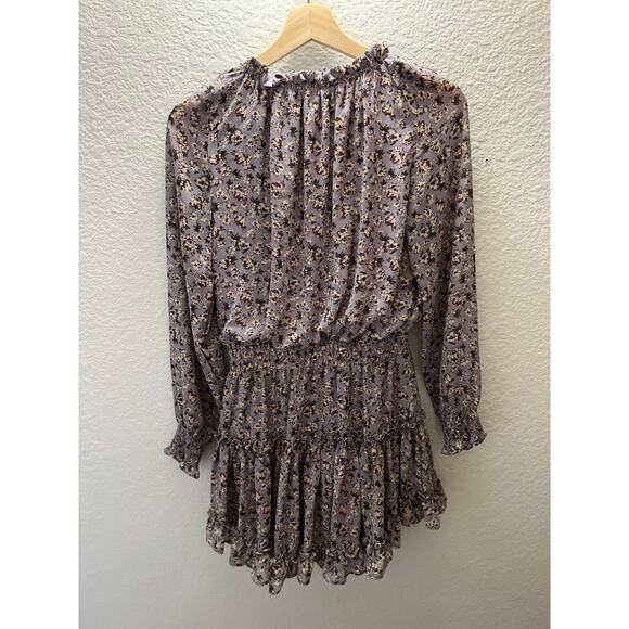 Skylar Madison Purple Floral Smocked Ruffle Dress Cottagecore Milkmaid Fairy S - Picture 4 of 6